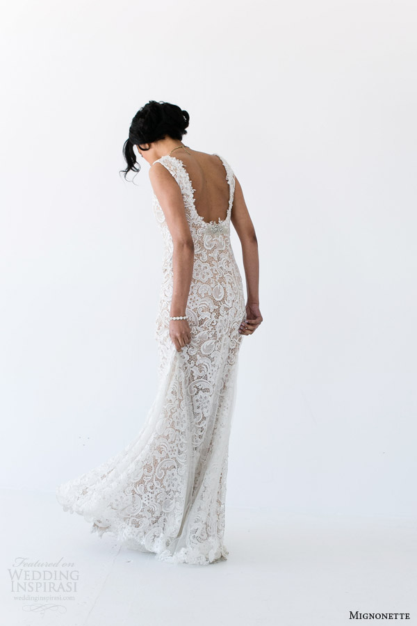 mignonette bridal spring 2014 batten sleeveless lace gown back view mignonette bridal spring 2014 batten sleeveless lace gown back view