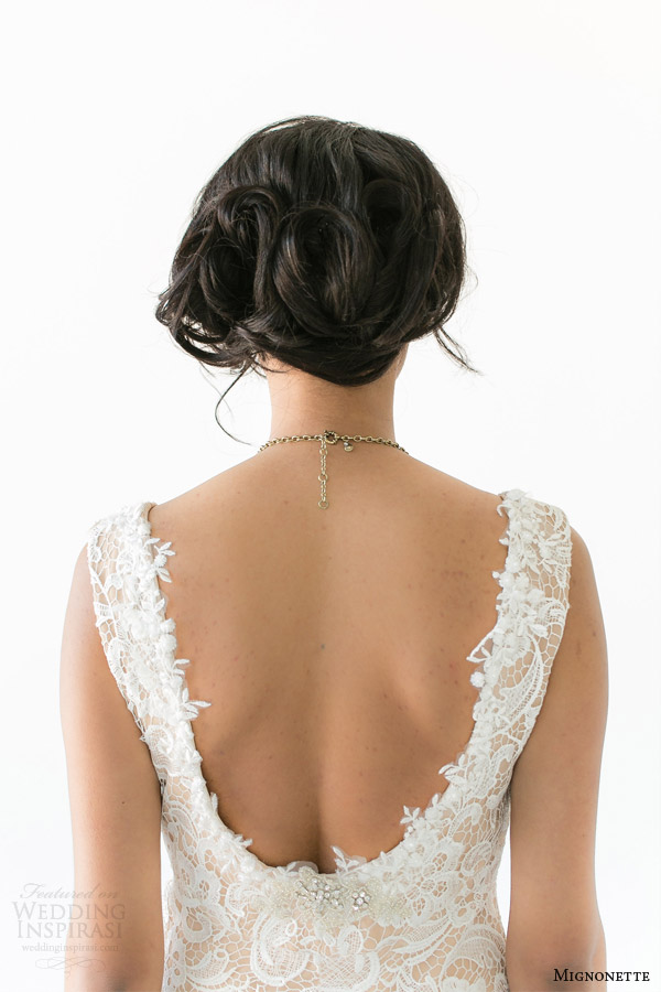 mignonette bridal spring 2014 batten sleeveless lace gown close up back view mignonette bridal spring 2014 batten sleeveless lace gown close up back view