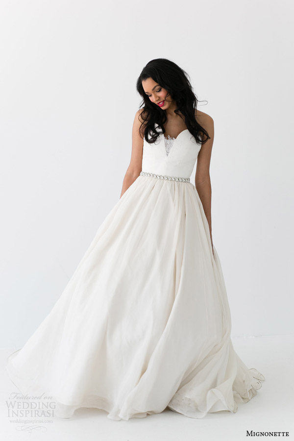 mignonette bridal spring 2014 sarah elizabeth strapless wedding dress full shot