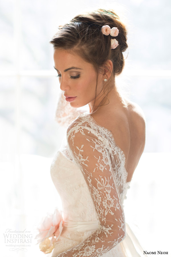 naomi neoh bridal 2014 fleur wedding dress long sleeve close up