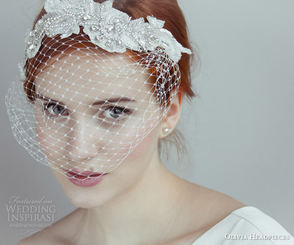 olivia 2014 bridal accessories beverly vintage inspired birdcage veil net