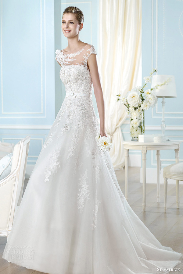 st patrick bridal 2014 hajna wedding dress illusion neckline