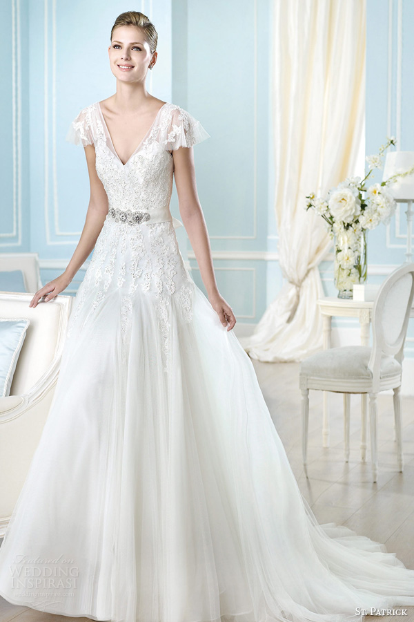 st patrick bridal 2014 haldis flutter sleeve wedding dress