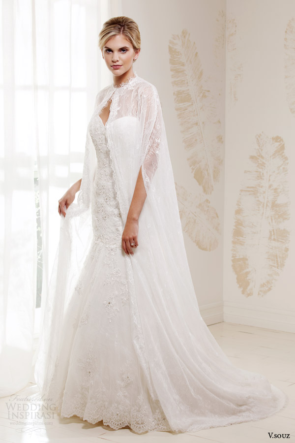 v souz wedding dresses 2014 cleo strapless gown with cleos cape
