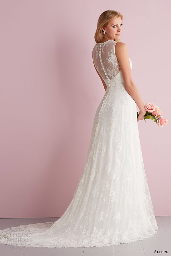 allure bridals spring 2014 allure romance sleeveless wedding dress style 2707 illusion back