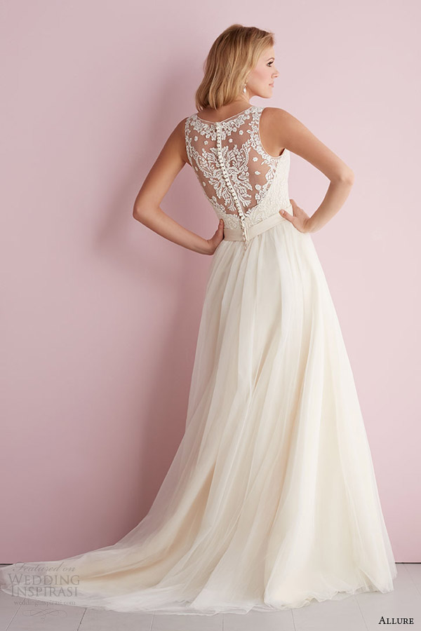 allure romance by allure bridals spring 2014 sleeveless wedding dress style 2716 illusion back train