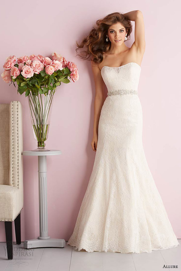 allure romance spring 2014 strapless wedding dress style 2703