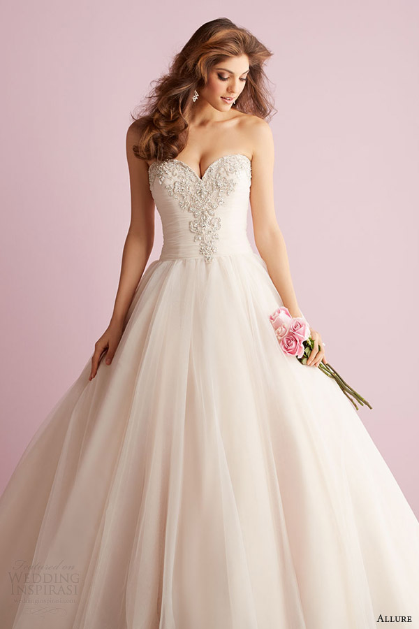 allure romance wedding dress spring 2014 strapless ball gown style 2710