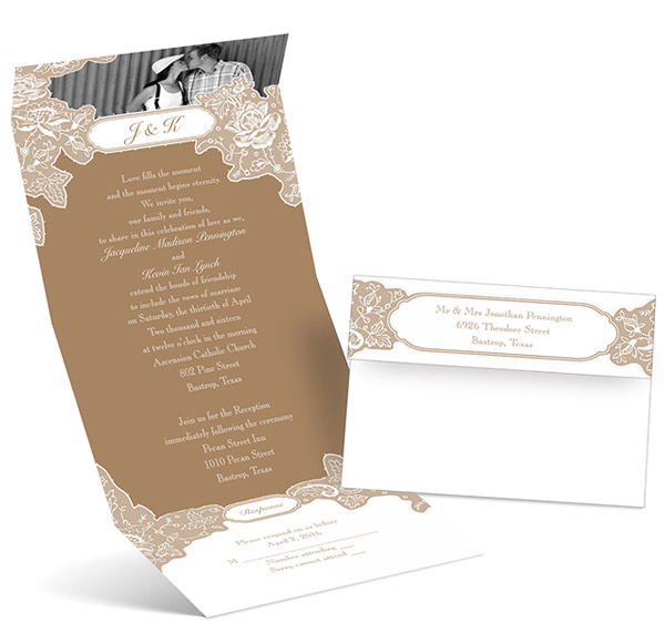 anns bridal bargains photo wedding invitation card romantic details