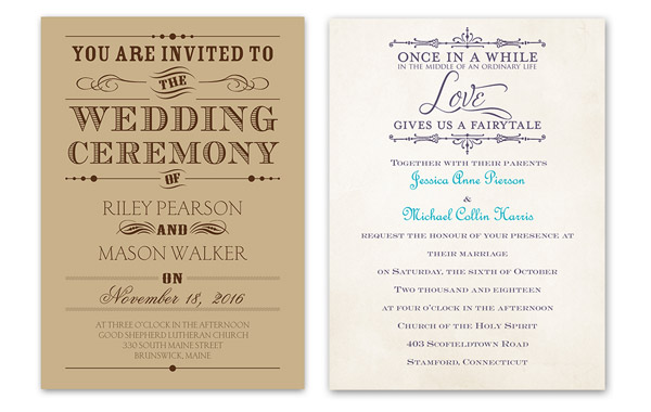 anns bridal bargains vintage style typography on kraft bridal charmed invitation card