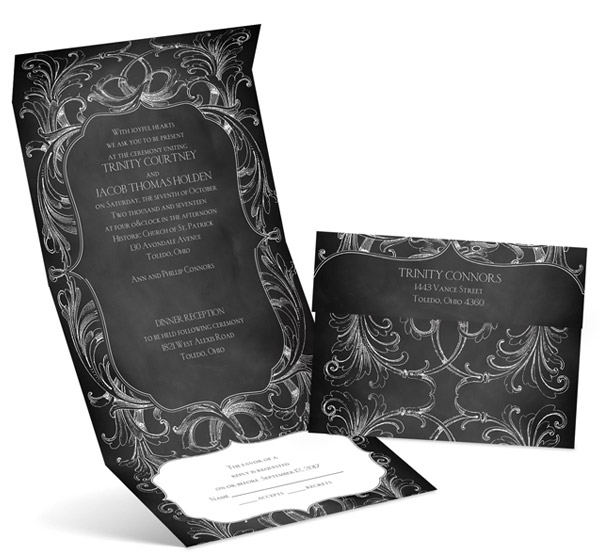 anns bridal bargains wedding invitation cards chalkboard flourish