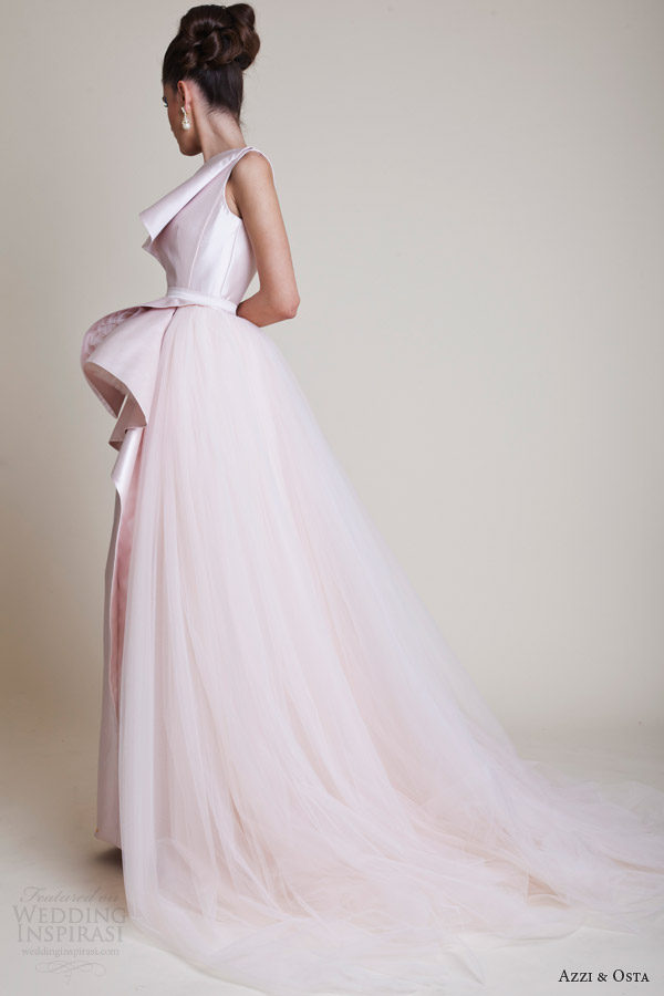 azzi and osta couture dresses spring 2014 pale pink one shoulder gown back