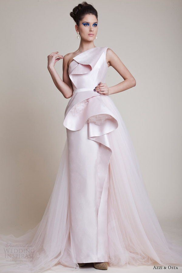 azzi and osta couture dresses spring 2014 pale pink one shoulder gown