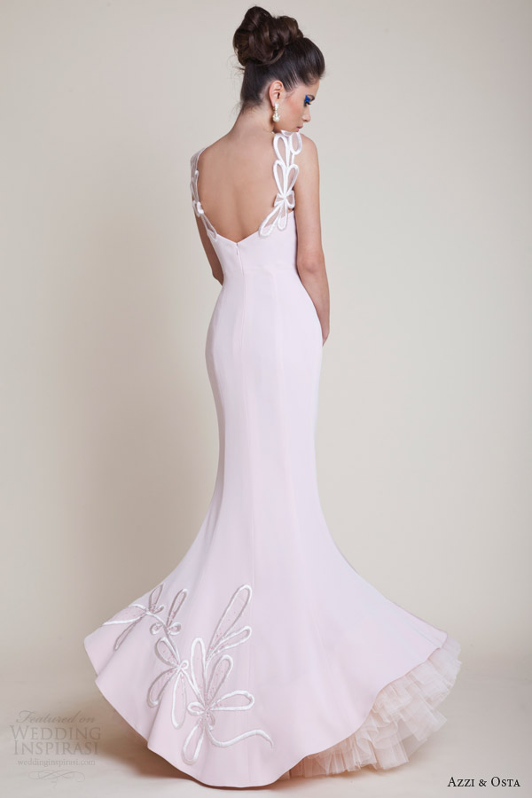 azzi and osta spring 2014 couture pale pink sleeveless dress bow straps back