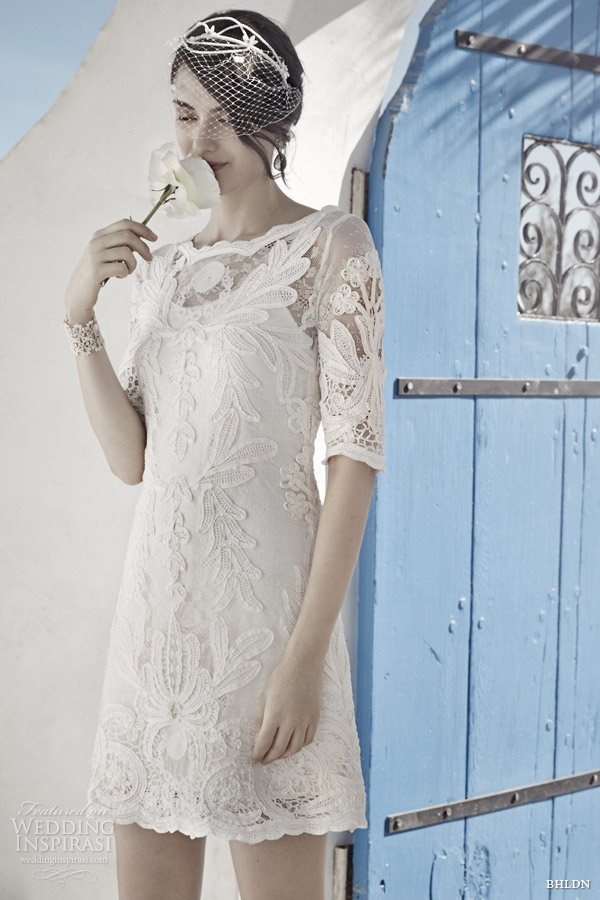 bhldn bridal spring 2014 cactus flower short shift wedding dress sleeves