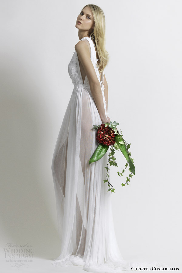 christos costarellos 2014 bridal sleeveless wedding dress