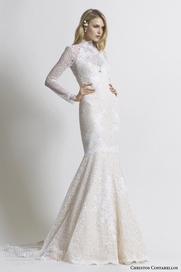costarellos bridal 2014 long sleeve beauvillain lace wedding dress