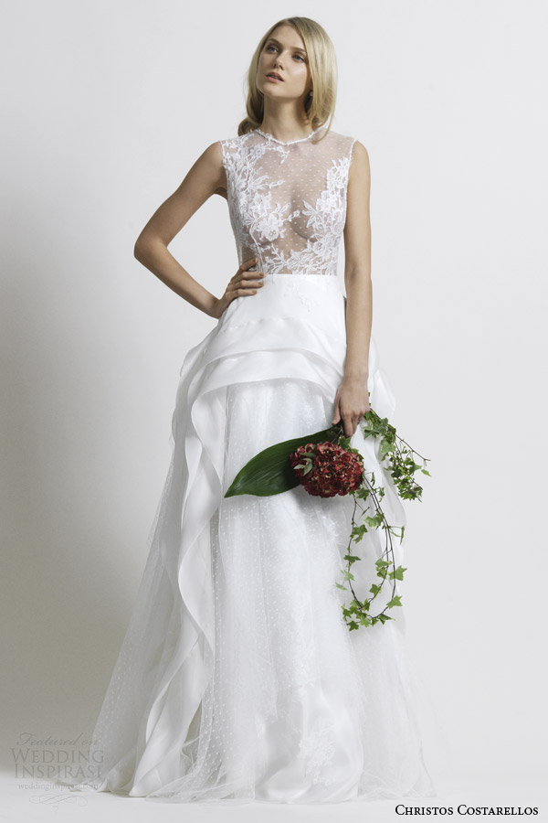 costarellos bridal 2014 sexy sheer bodice wedding dress