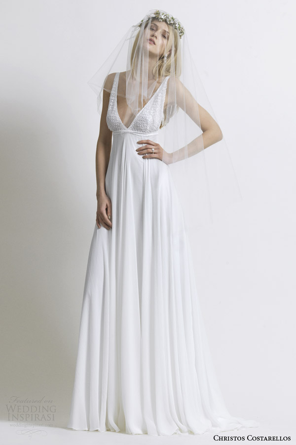 costarellos wedding dress 2014 sleeveless empire waist wedding dress