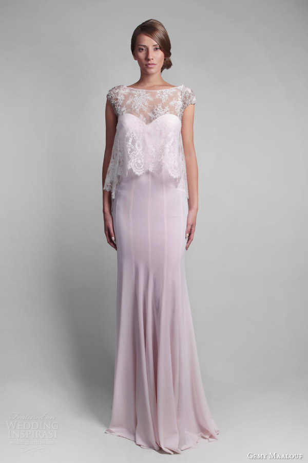 gemy maalouf couture spring 2014 pale pink wedding dress