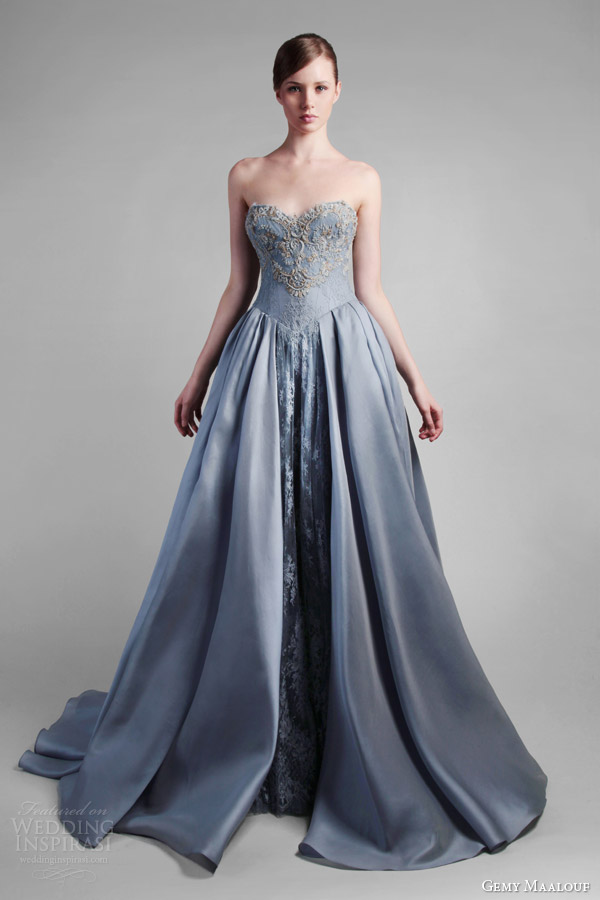 gemy maalouf couture spring 2014 strapless powder blue ball gown