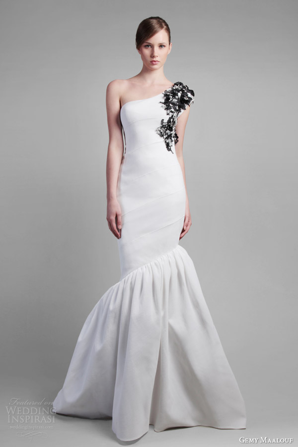 gemy maalouf spring 2014 couture one shoulder white gown