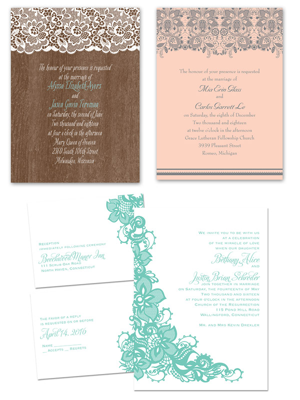 invitations by anns bridal bargains vintage theme wedding invitation card woodgrain lace romance lovely