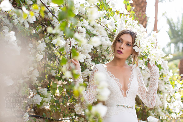 julie vino 2014 spring bridal catherine wedding dress close up view