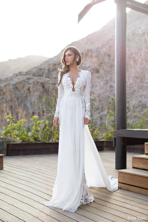 julie vino bridal 2014 2015 daniella long sleeve wedding dress over skirt