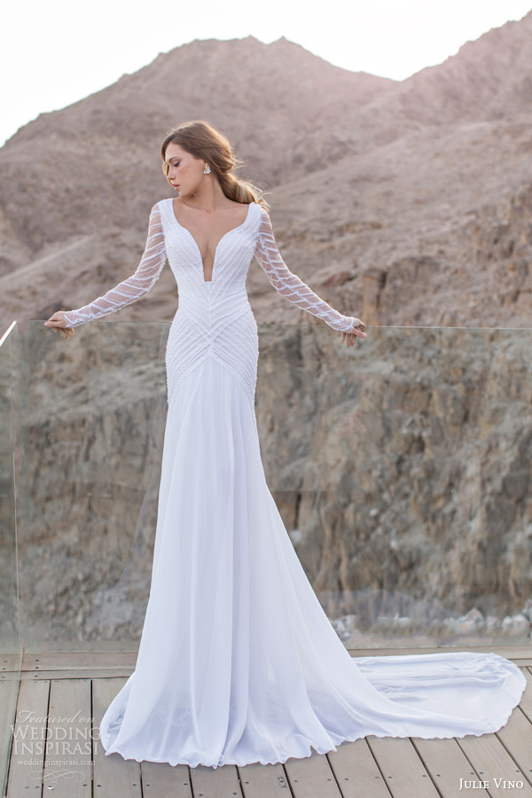 julie vino spring 2014 long sleeve sheath wedding dress