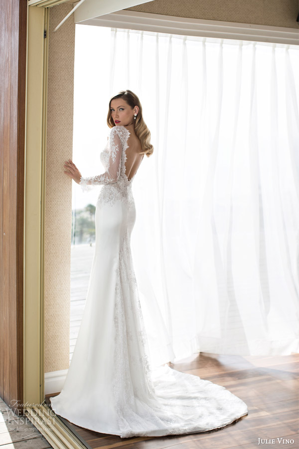 julie vino spring 2014 marlis long sleeve wedding dress back