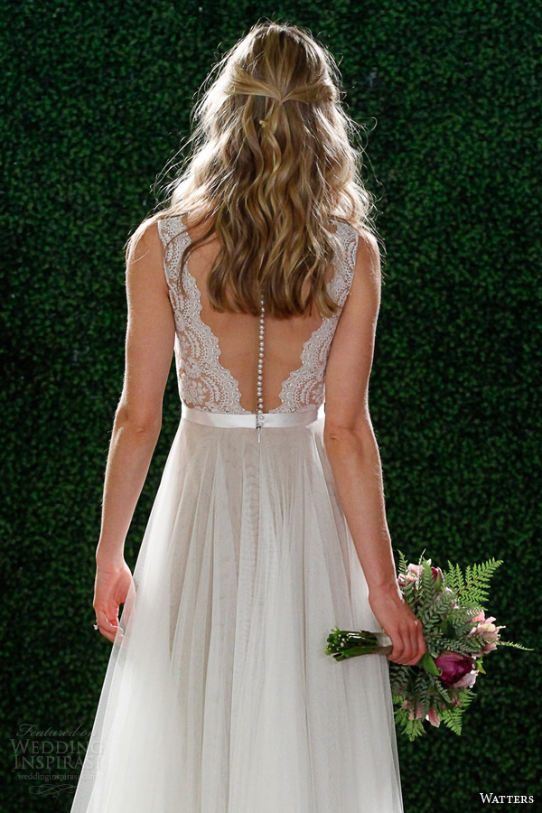 watters spring 2015 bridal sleeveless wedding dress style 6049b santina illusion back view