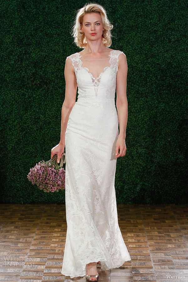 watters spring 2015 wedding dress illusion neckline style 6099b viv