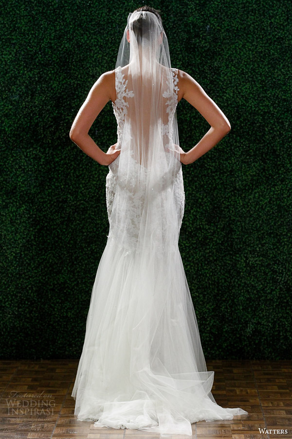 watters spring 2015 wedding dress style 6030b cinzia lace sheath back view