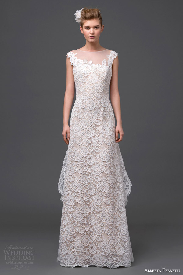 alberta ferretti bridal 2015 cap sleeve wedding dress orione