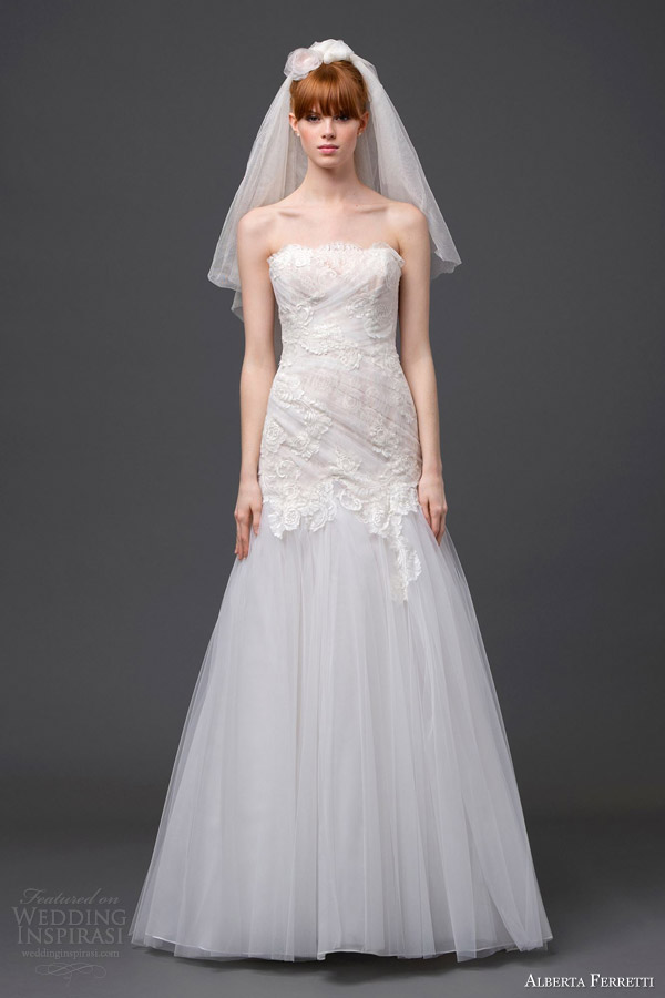 alberta ferretti bridal 2015 strapless wedding dress mizar