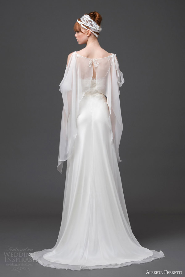 alberta ferretti bridal 2015 wedding dress diadema back view cape