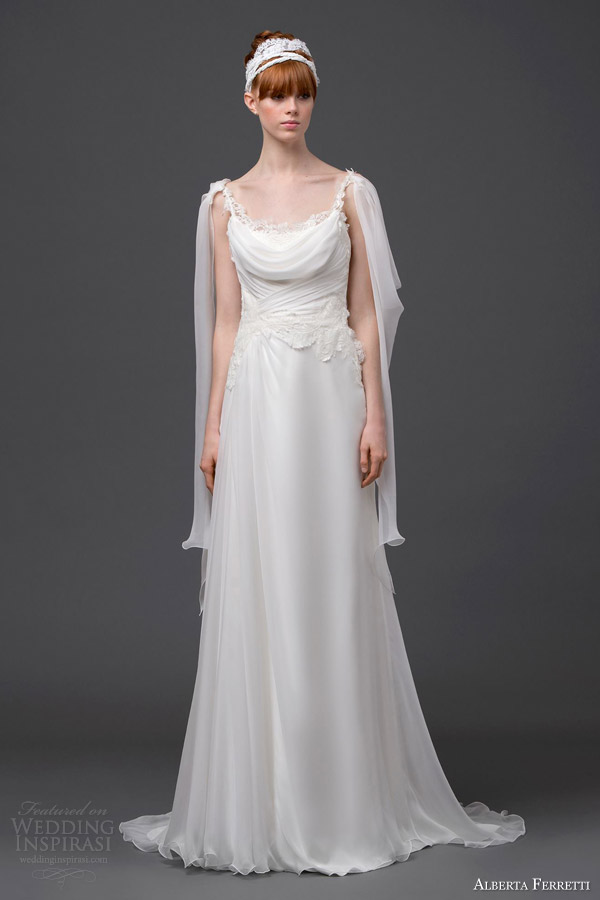 alberta ferretti bridal 2015 wedding dress diadema front view cape