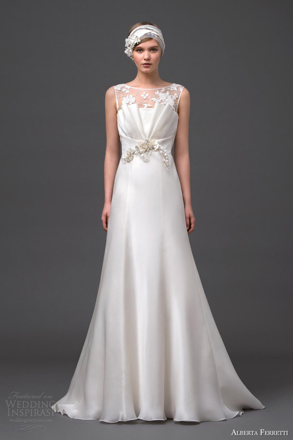 alberta ferretti bridal 2015 wedding dress gemma sleeveless gown crumbcatcher neckline