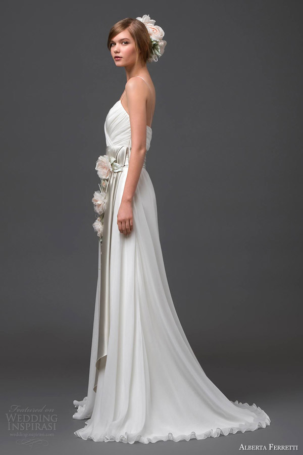 alberta ferretti wedding dresses 2015 adhara bridal gown floral sash side view