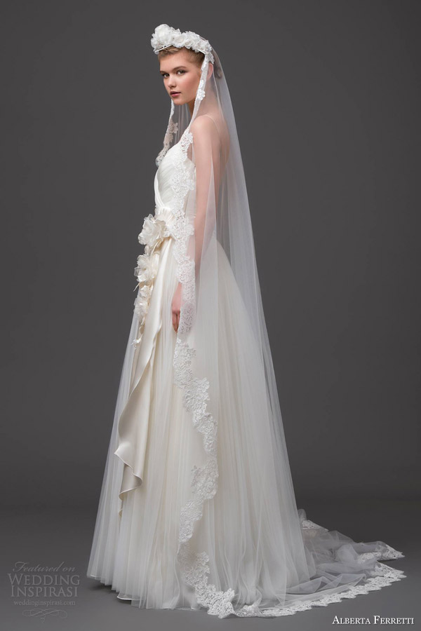 alberta ferretti wedding dresses 2015 alcione bridal gown veil side view