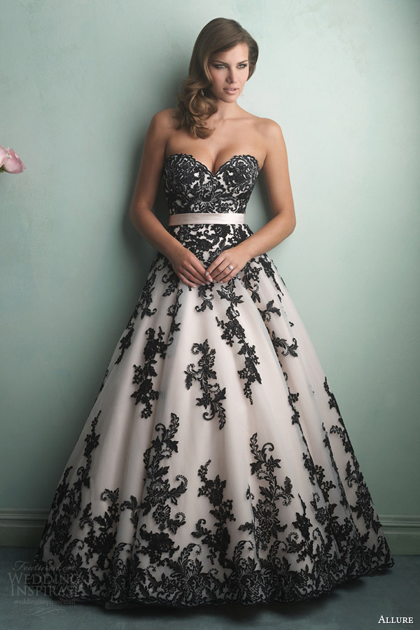 allure bridals fall 2014 strapless ball gown black lace style 9150 allure bridals fall 2014 strapless ball gown black lace style 9150