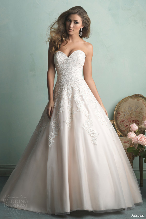 allure bridals fall 2014 strapless ball gown lace style 9153f