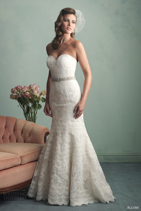 allure bridals fall 2014 strapless mermaid wedding dress style 9157