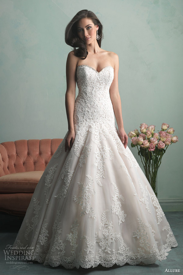 allure bridals fall 2014 strapless wedding dress style 9159