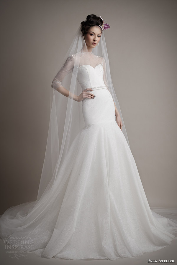 ersa atelier 2015 bridal blanche wedding dress illusion neckline ersa atelier 2015 bridal blanche wedding dress illusion neckline