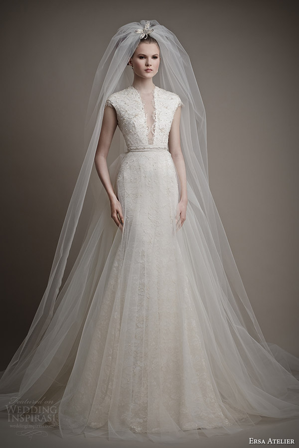 ersa atelier 2015 bridal didda wedding dress cap sleeves tulle overskirt