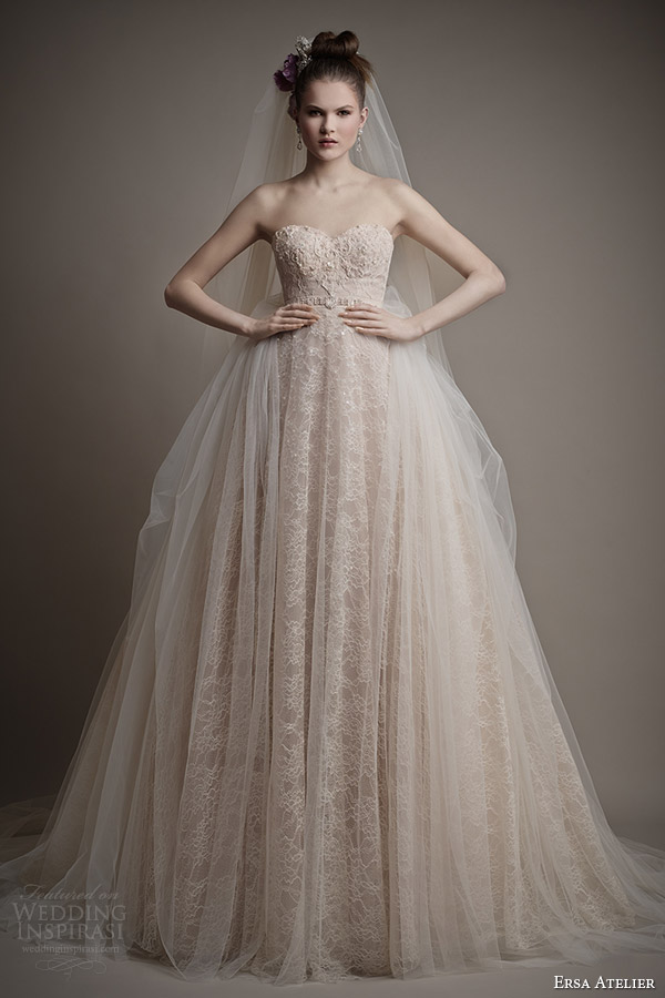 ersa atelier bridal 2015 cleo blush wedding dress tulle overskirt