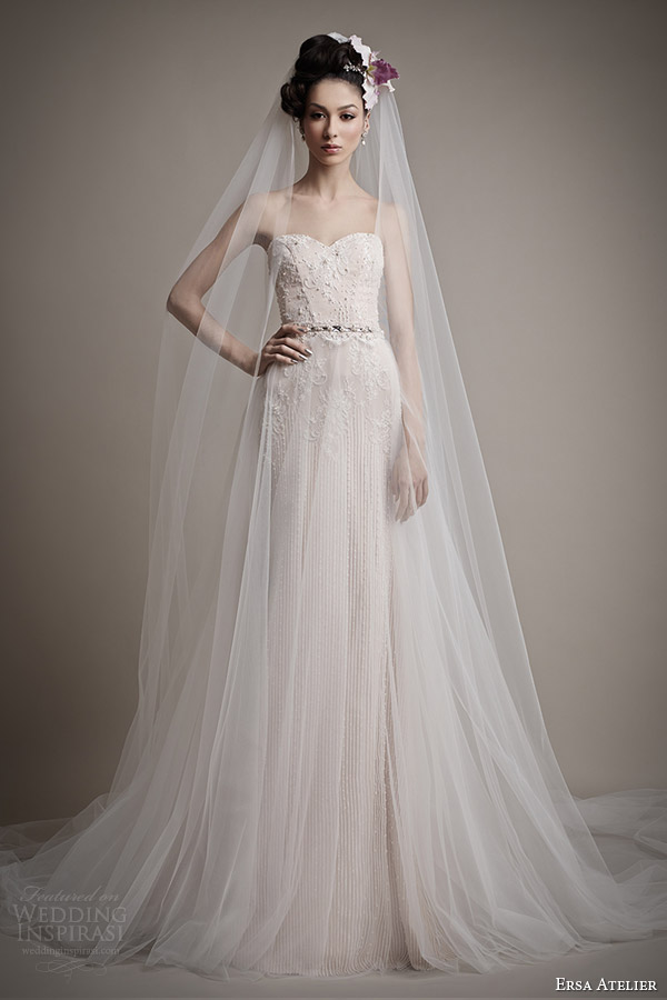 ersa atelier wedding dress 2015 melisse strapless gown tulle over skirt