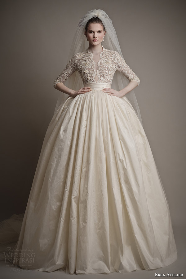 ersa atelier wedding dresses 2015 charlotte ball gown lace bodice sleeves